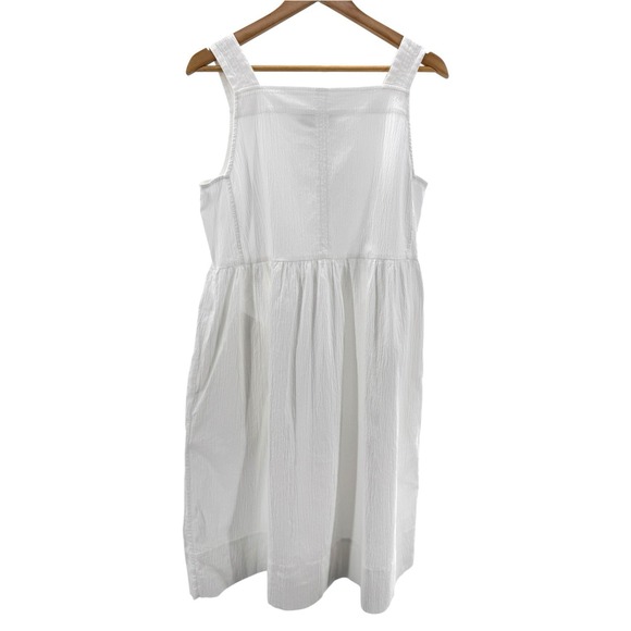 Everlane White Seersucker Midi Dress M Cotton‎ Sleeveless Resort Wear Vacation - Picture 4 of 9